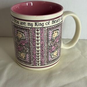 Vintage 1986 Enesco You Are My King of Hearts Mug Pink Romantic Love Gift Cup